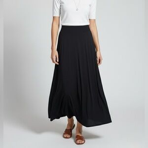 Cleo Black A-Line Maxi Skirt Elastic Waist Women's XL Flowy Casual Workwear